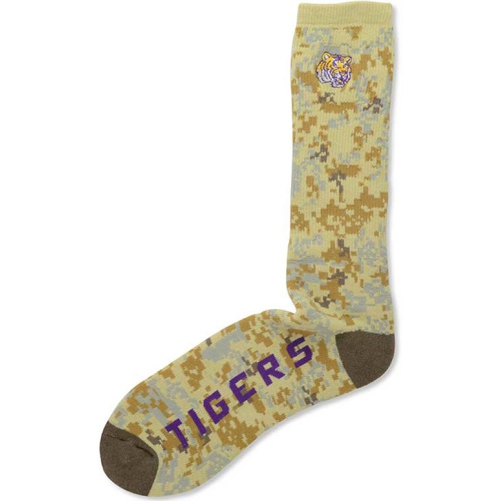 LSU Tigers Crew Socks Digi Desert Camo